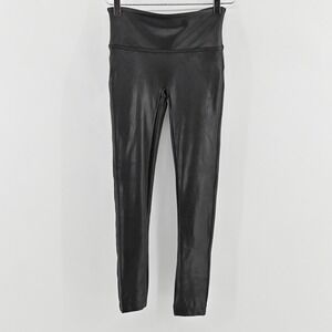 SPANX Faux Leather Leggings Womens Size S Black High Waist Stretch Slim Ponte